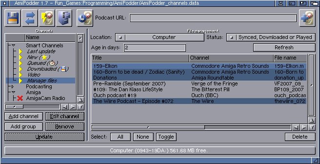 AmiPodder main window